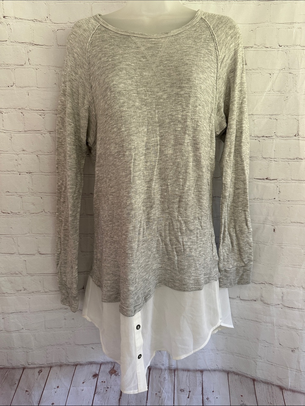Anthropologie Dolan Light Gray Layered Long-Sleeve Women's Top Size XS